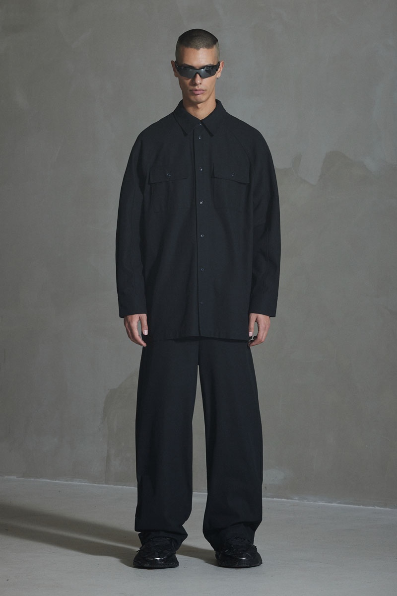 Han Kjobenhavn Oversized Cotton Twill LS Shirt - Anthracite Black