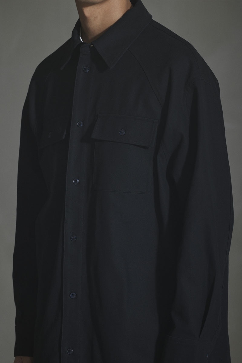 Han Kjobenhavn Oversized Cotton Twill LS Shirt - Anthracite Black