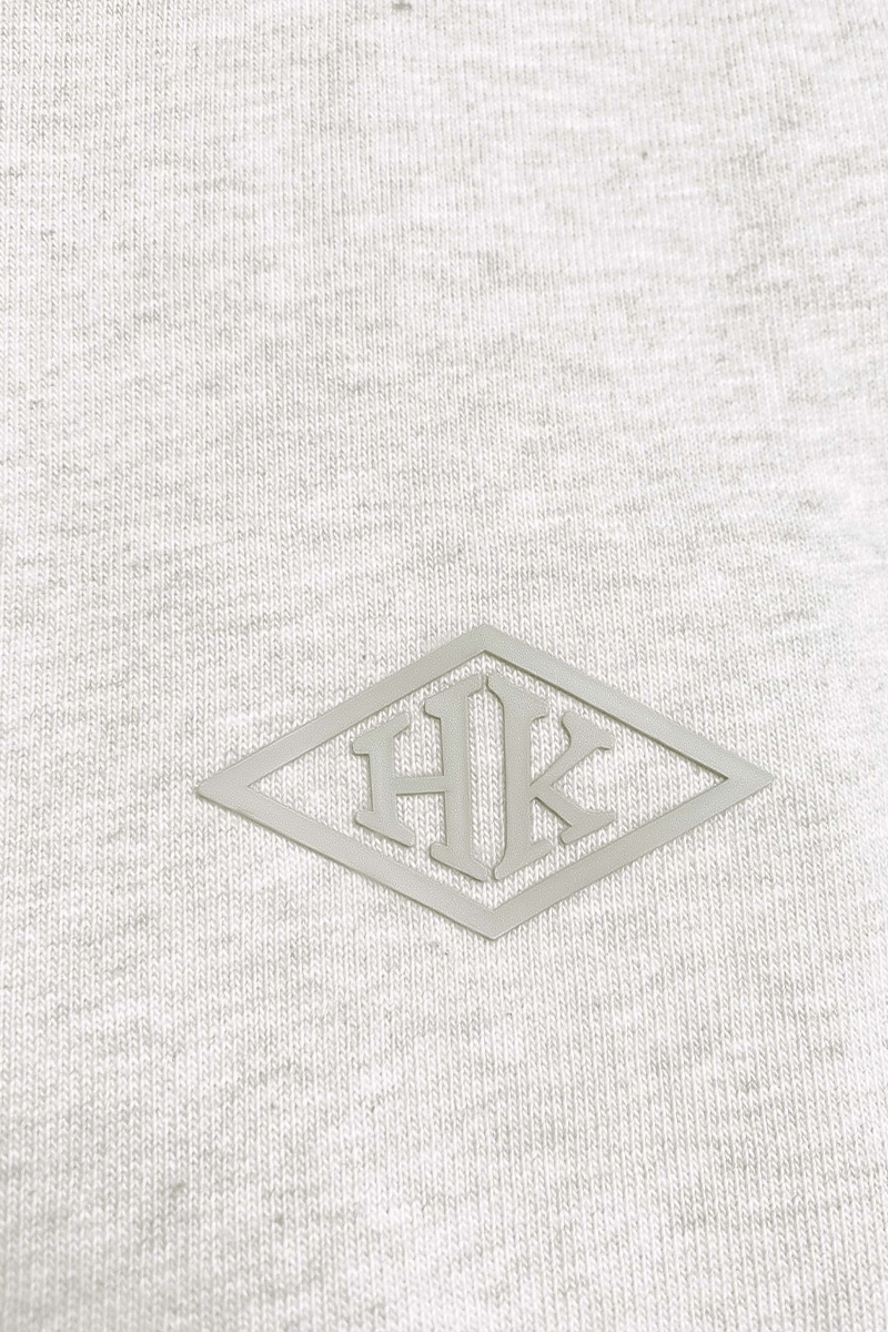 Han Kjobenhavn Distressed Diamond Logo Hoodie - Distressed Grey Melange