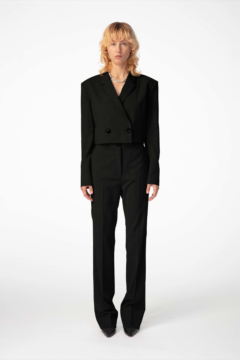Han Kjobenhavn W Cropped Double Breasted Blazer - Black