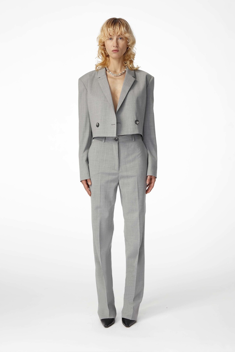 Han Kjobenhavn W Cropped Double Breasted Blazer - Grey