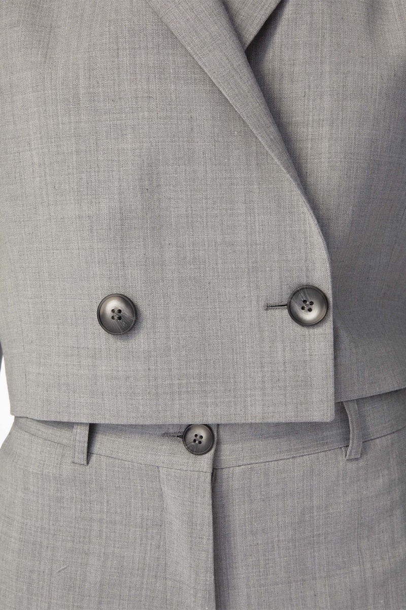 Han Kjobenhavn W Cropped Double Breasted Blazer - Grey