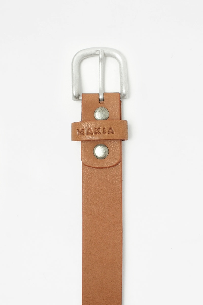Makia Narrow Leather Belt - Brown