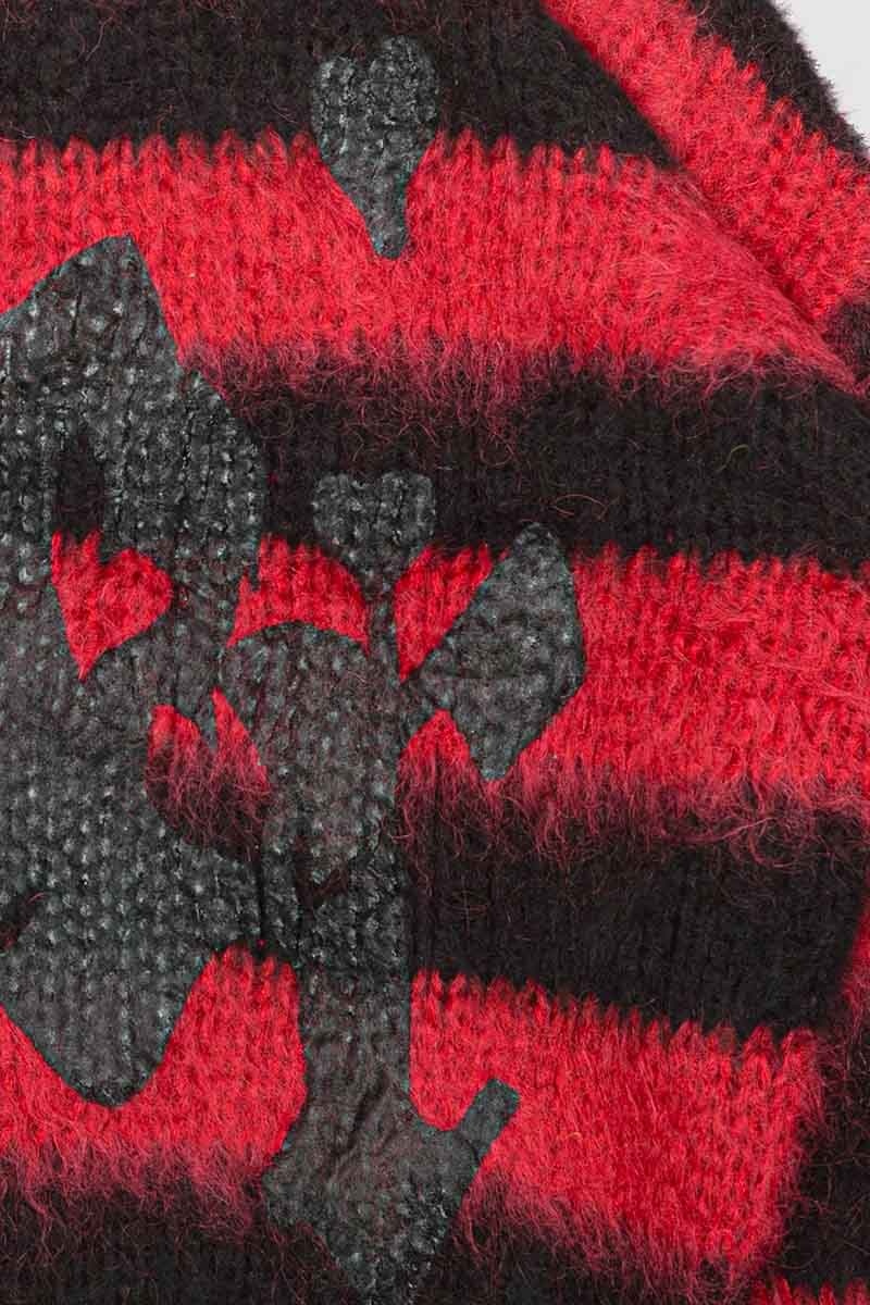 Racer Worldwide Red Mohair Stripe Sweater