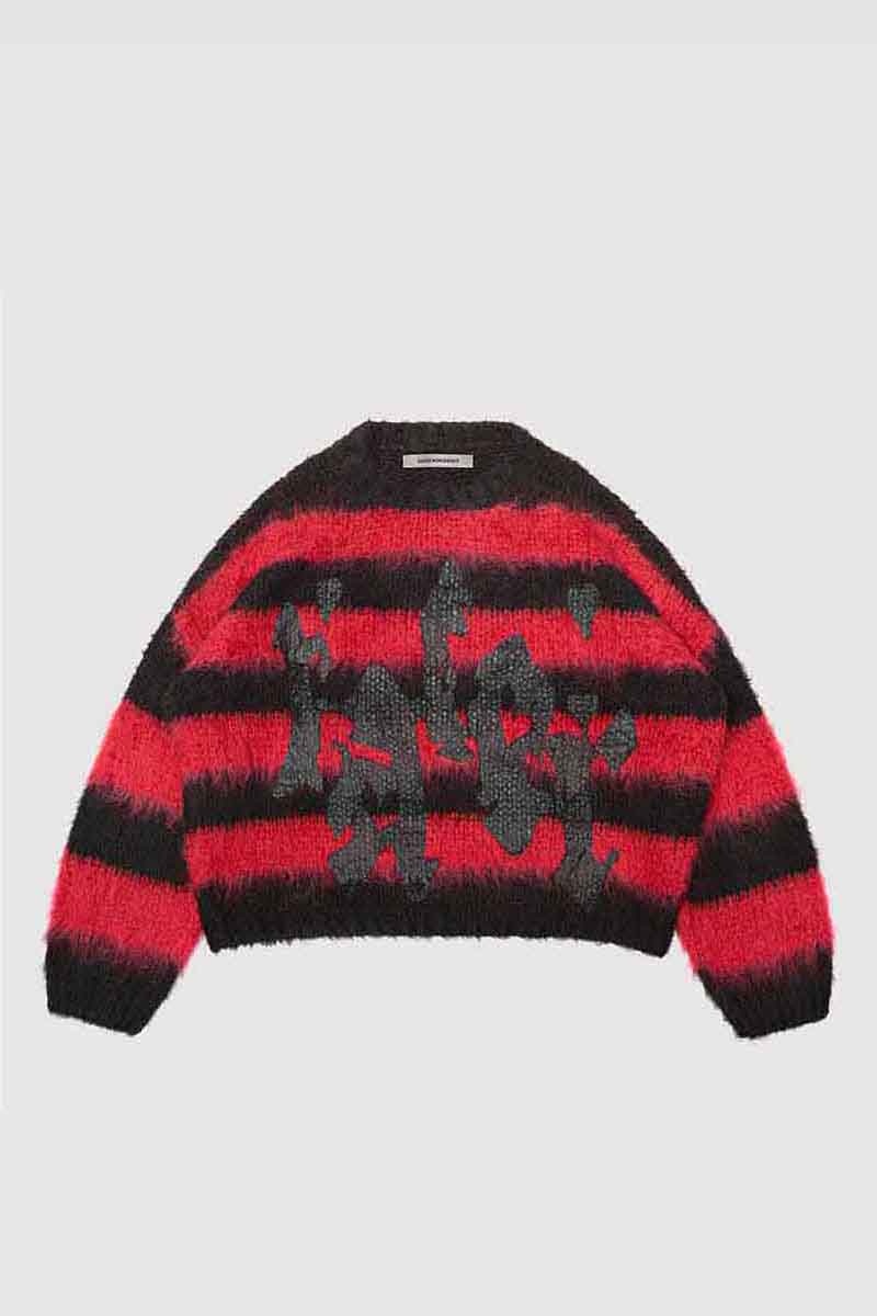Racer Worldwide Red Mohair Stripe Sweater