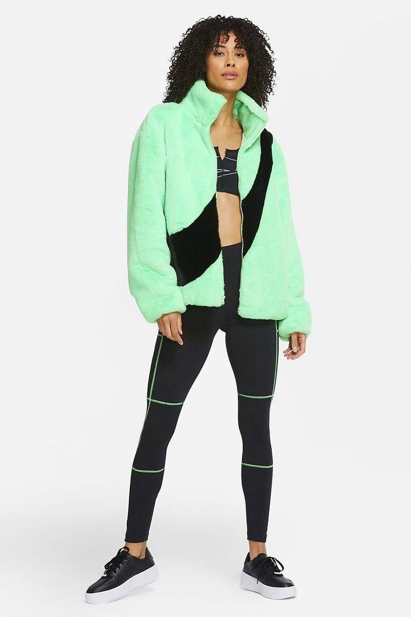 Nike W NSW Faux Fur Jacket - Poison Green