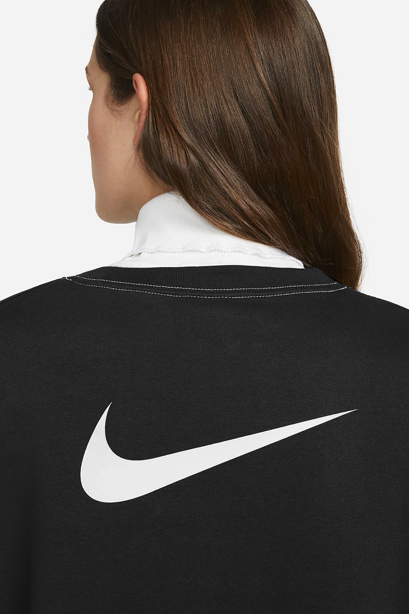 Nike Sportswear W Swoosh Fleece Crew - Black/White