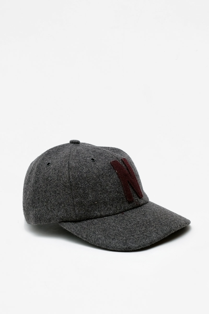 Norse Projects Wool Sports Cap - Charcoal Melange