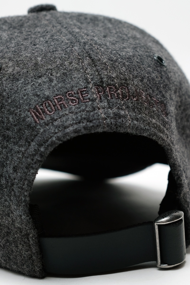 Norse Projects Wool Sports Cap - Charcoal Melange