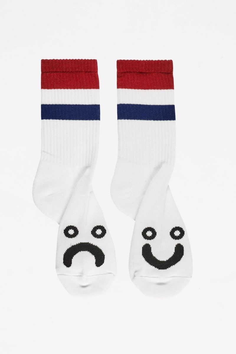Polar Happy Sad Socks - Stripes - Red