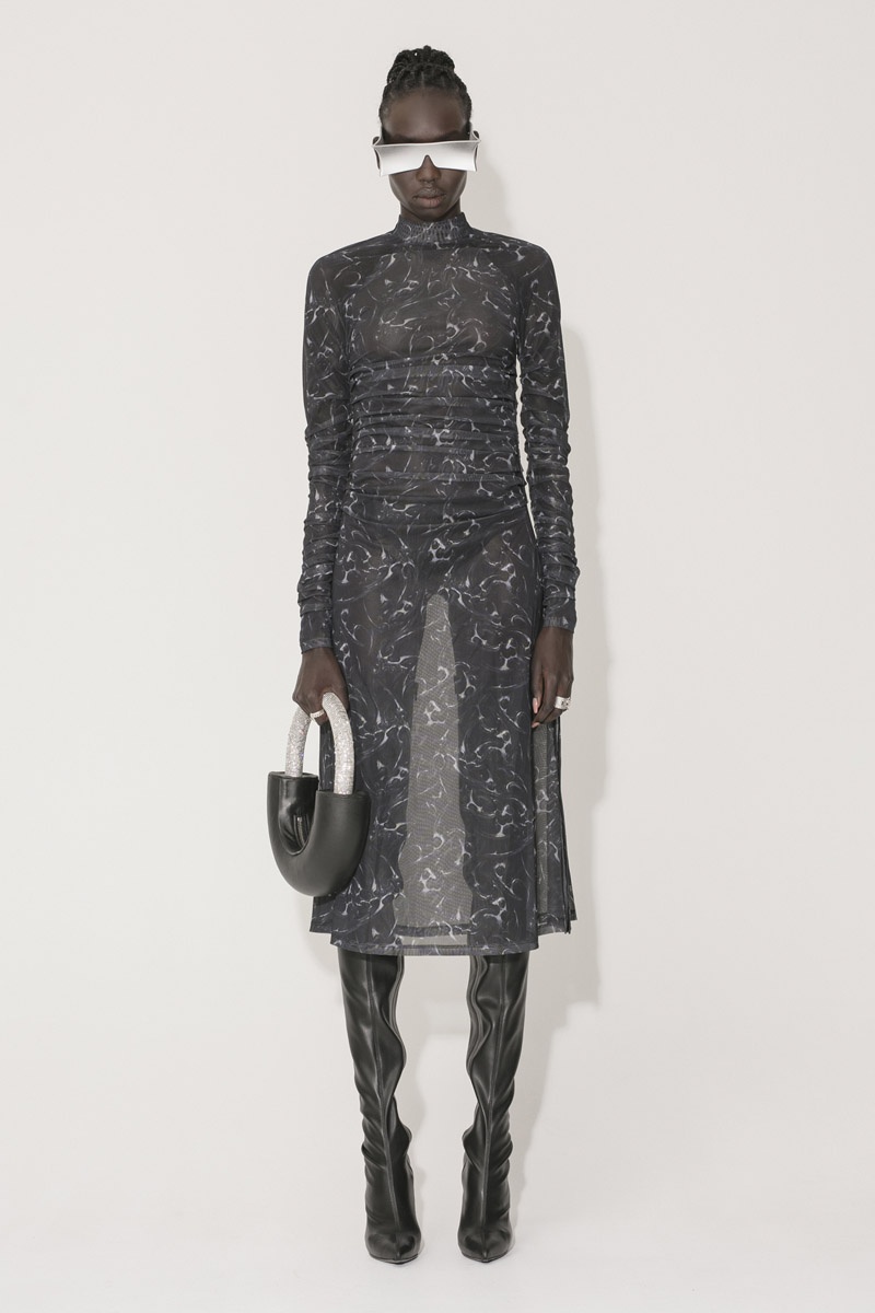 Han Kjobenhavn Printed Mesh Pleated Long Dress  - Silver