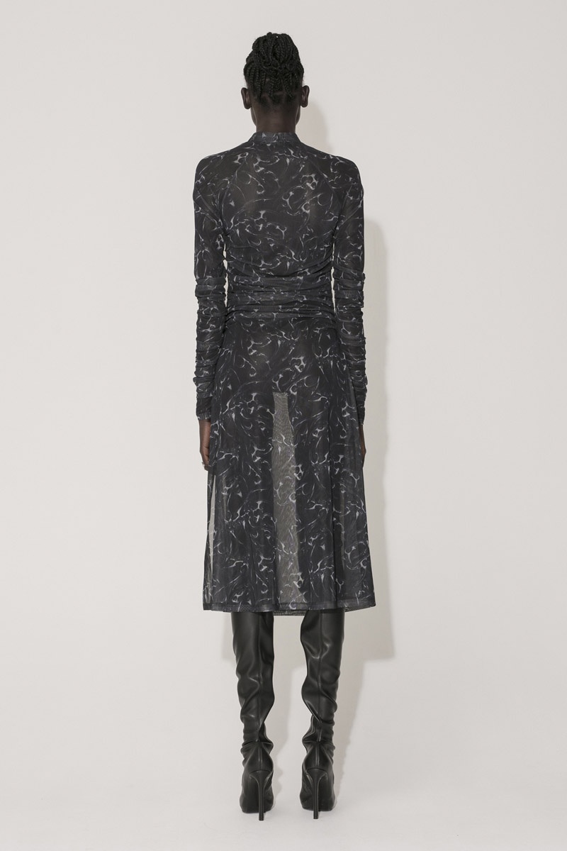 Han Kjobenhavn Printed Mesh Pleated Long Dress  - Silver