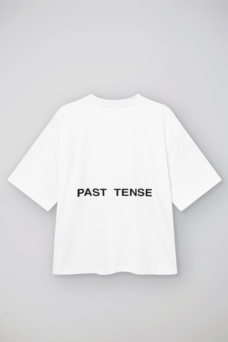 Past Tense Oversized Logo Mock Neck Tee - Off White