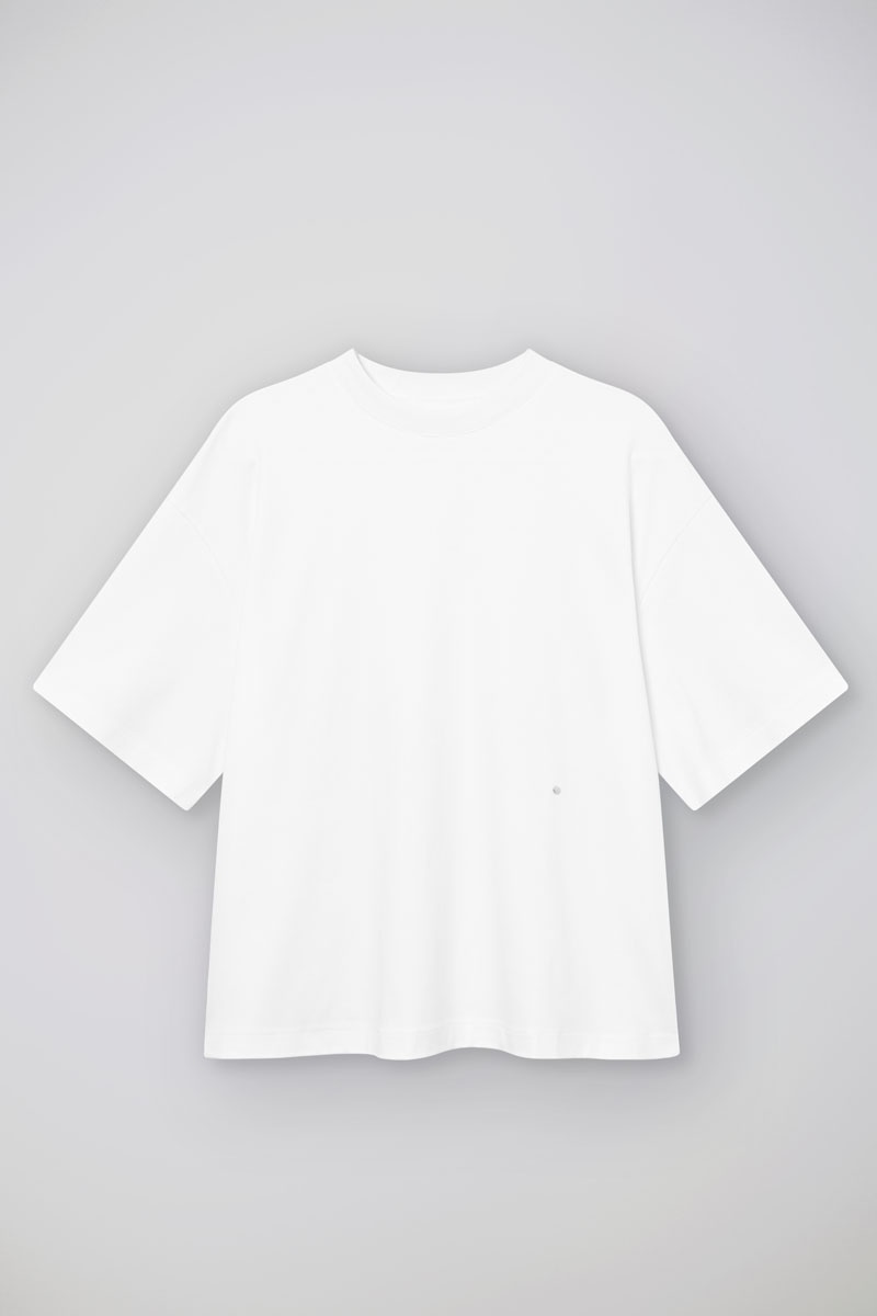 Past Tense Oversized Logo Mock Neck Tee - Off White