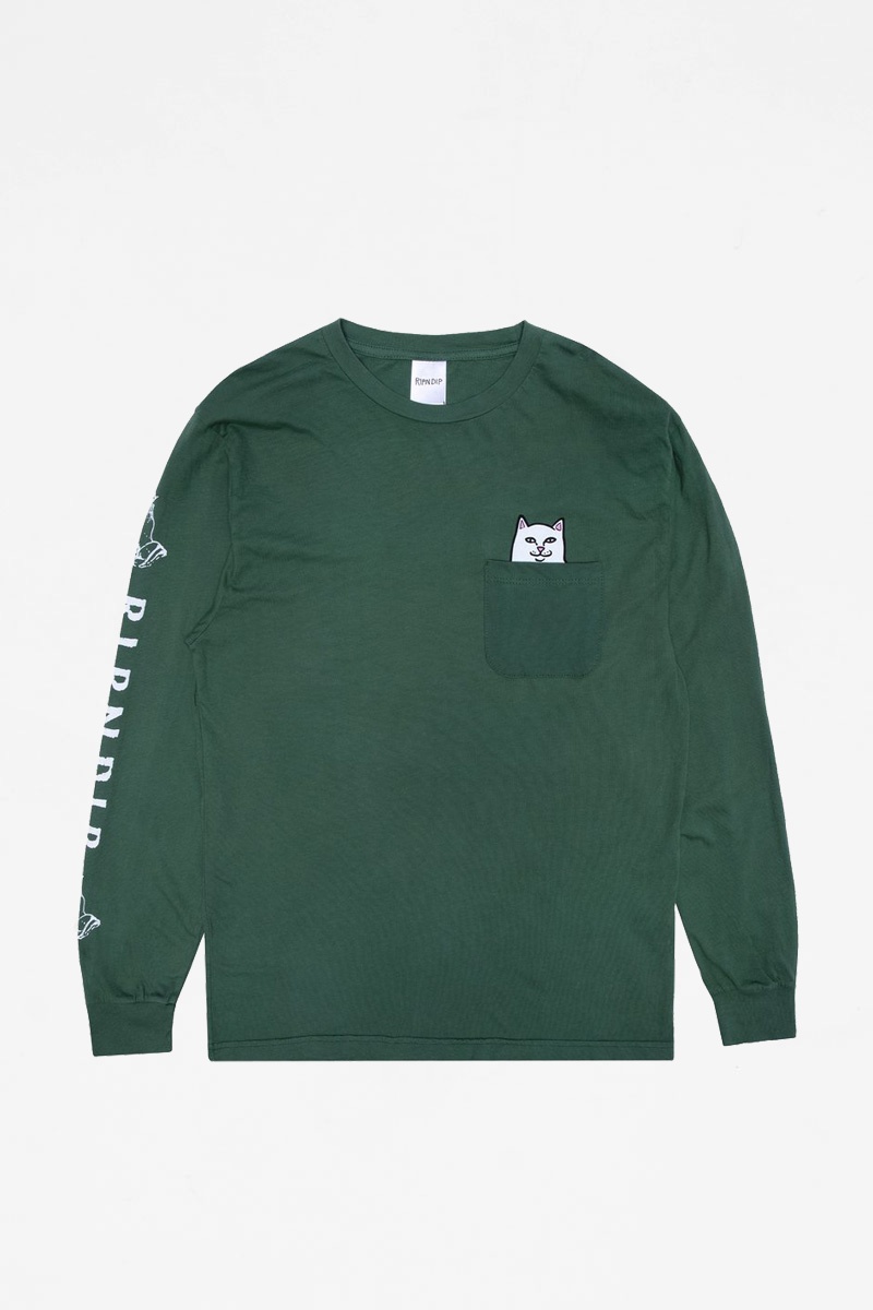 Ripndip Lord Nermal Pocket LS Tee - Olive Ripndip Lord Nermal Pocket LS Tee - Olive