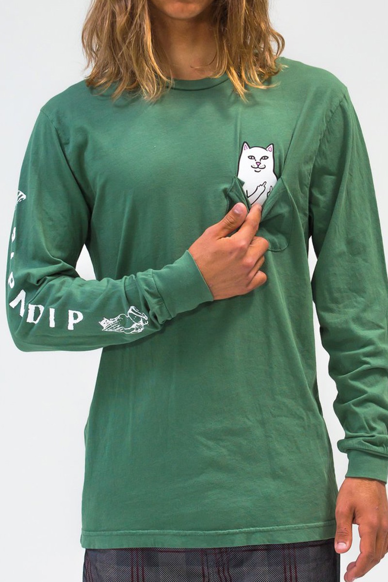 Ripndip Lord Nermal Pocket LS Tee - Olive Ripndip Lord Nermal Pocket LS Tee - Olive