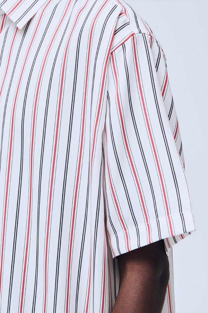 Soulland Basil Shirt - White/Red Stripes