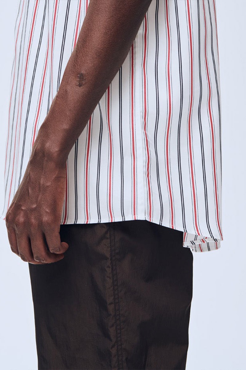 Soulland Basil Shirt - White/Red Stripes