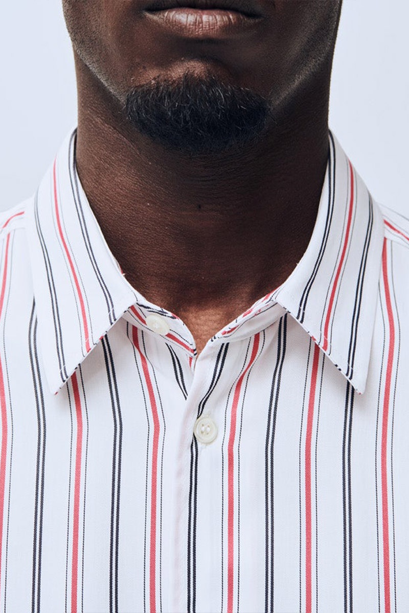 Soulland Basil Shirt - White/Red Stripes