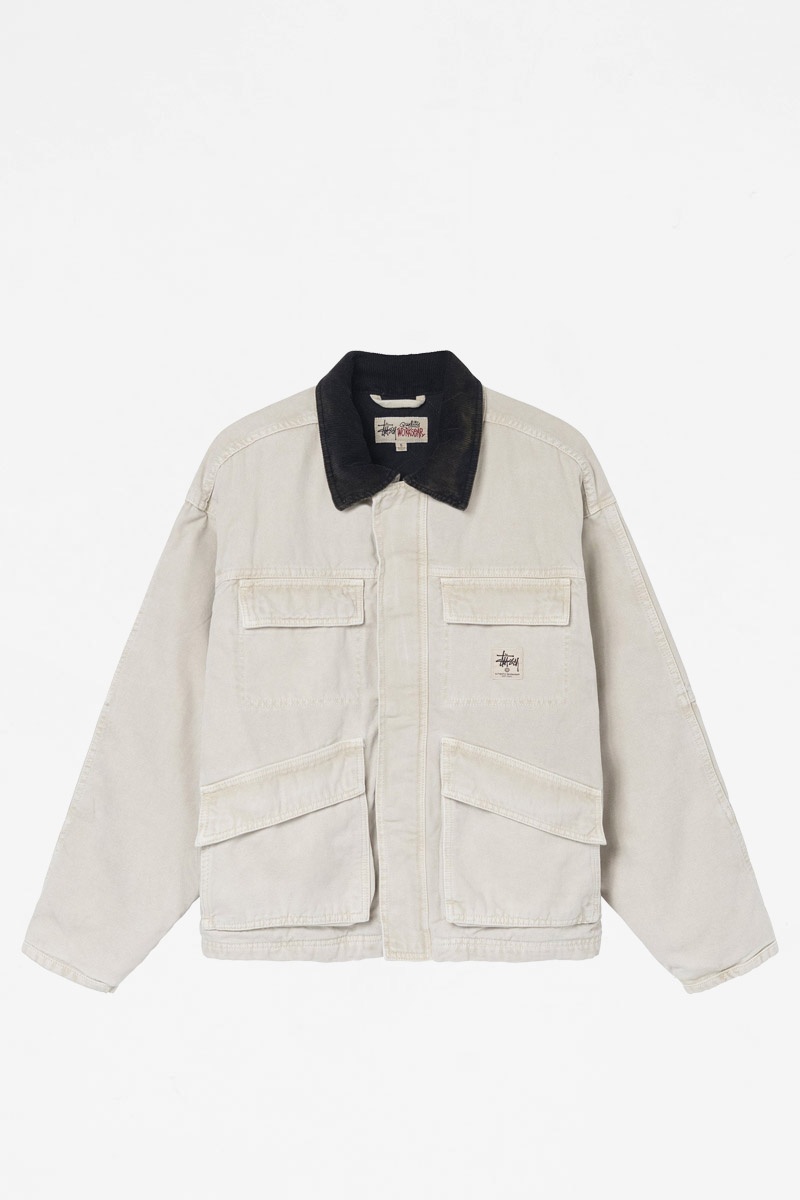 Stussy Washed Canvas Shop Jacket - Bone