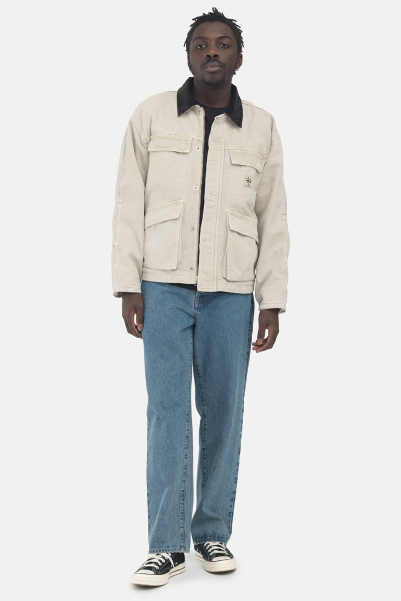 Stussy Washed Canvas Shop Jacket - Bone