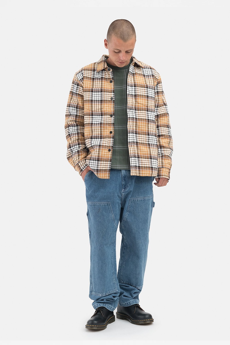 Stussy Quilted Lined Plaid Shirt - Copper