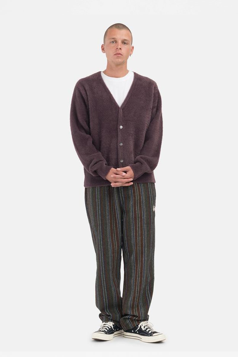 Stussy Shaggy Cardigan - Eggplant