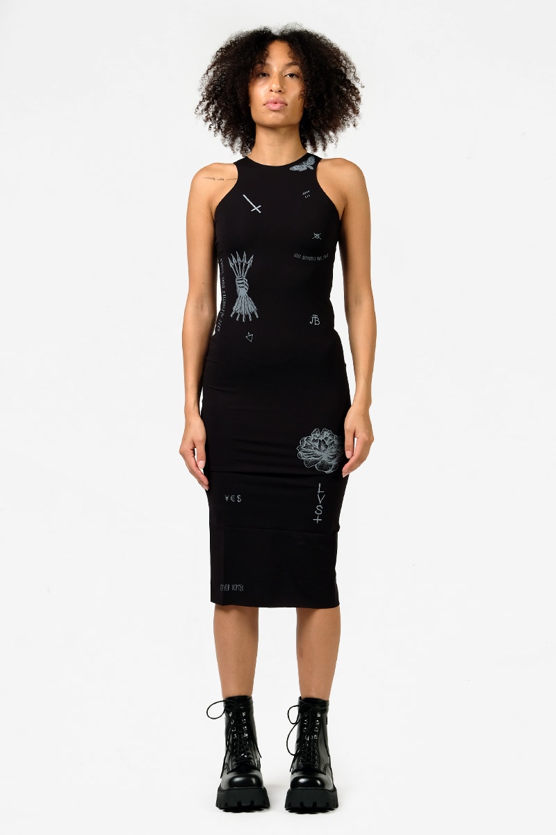 TTSWTRS Tattooed Iconic Dress - Black