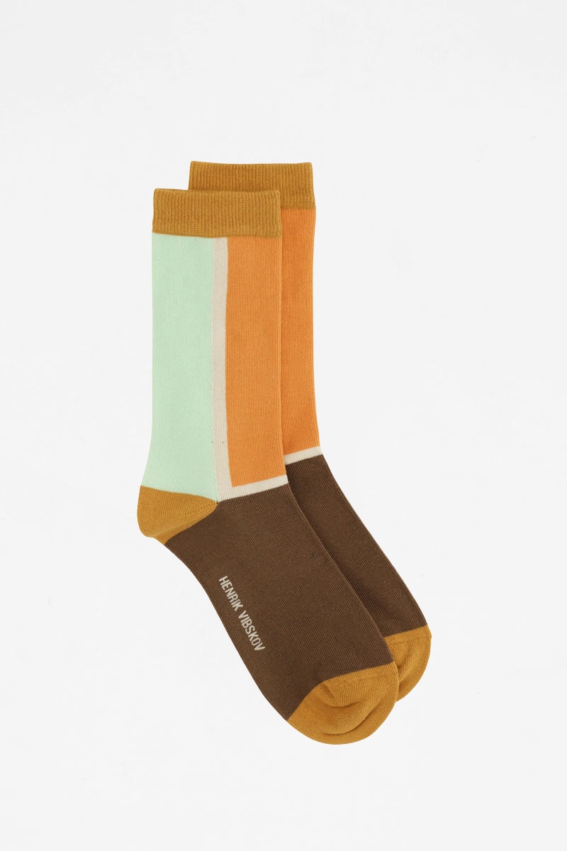 Henrik Vibskov Color Block Socks Femme - Mint Honeymelon