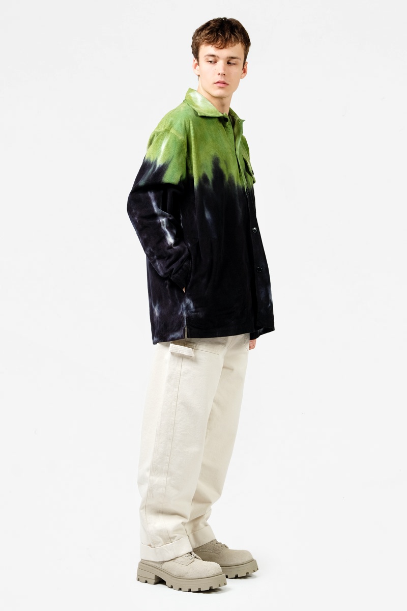 Henrik Vibskov Crumpet Corduroy Shirt - Black and Green