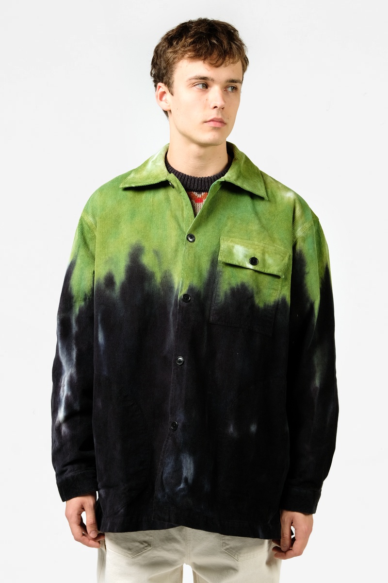 Henrik Vibskov Crumpet Corduroy Shirt - Black and Green